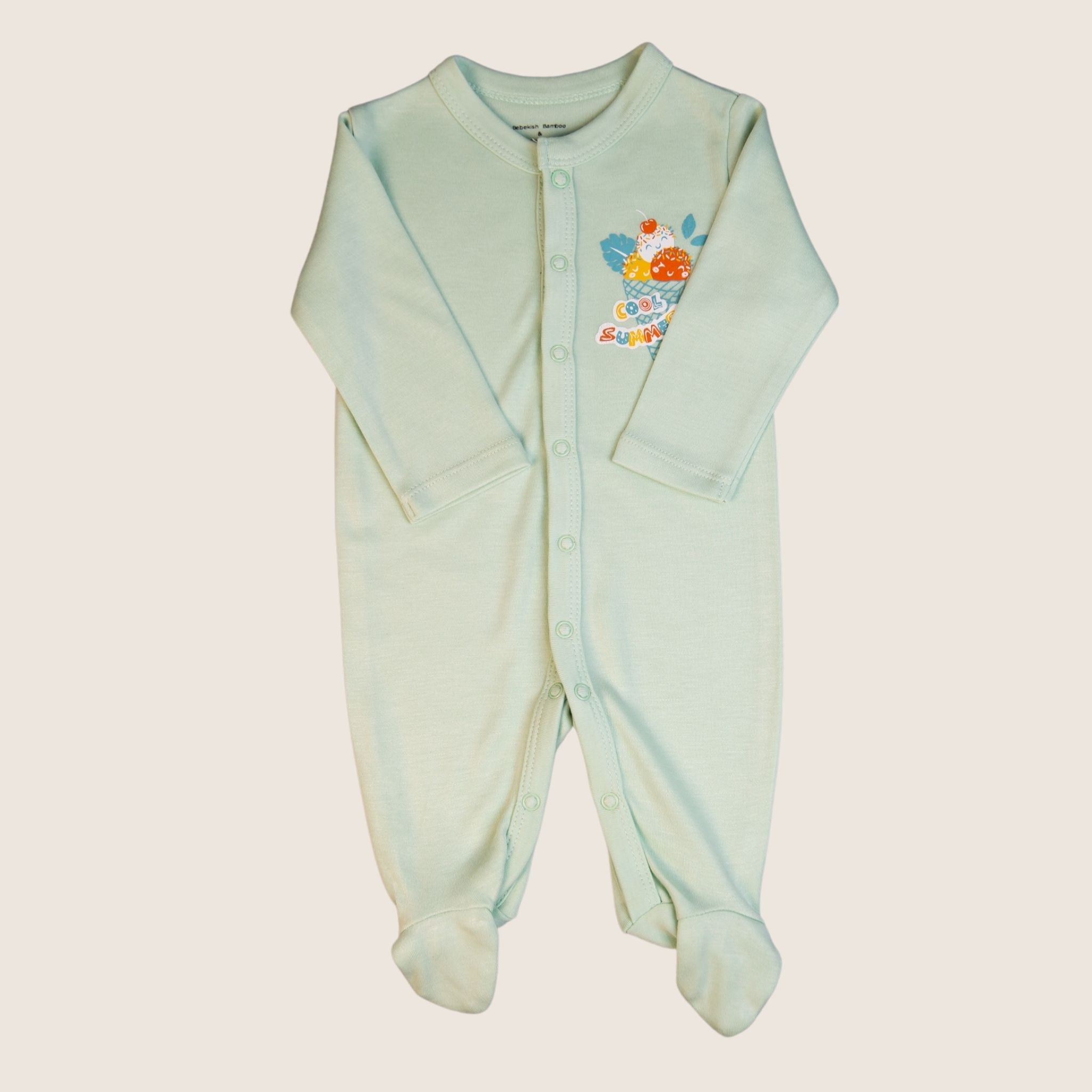 Organic Bamboo Baby Sleepsuit Ice Cream with Close Toe | Bebekish