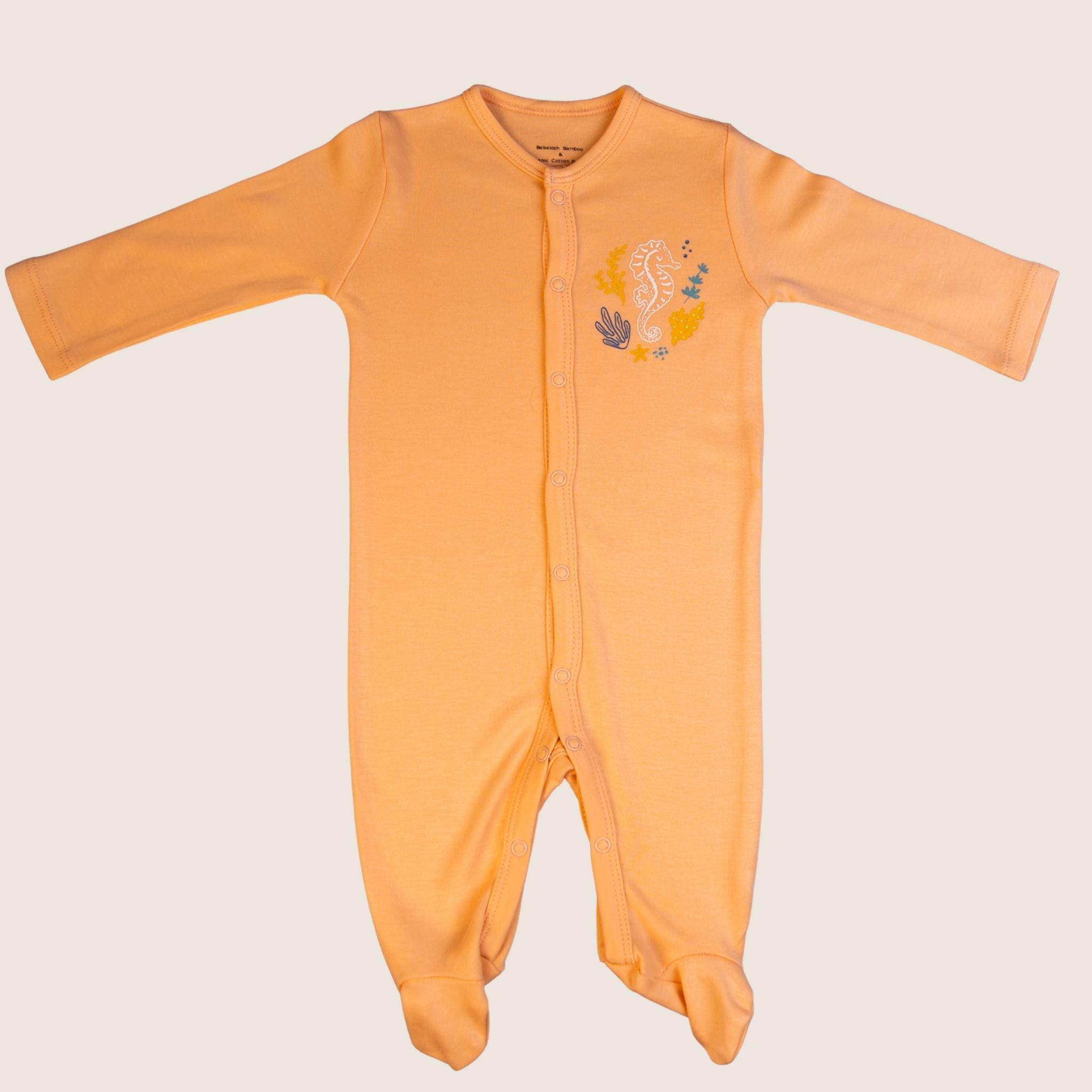 Organic Bamboo Baby Sleepsuit – Seahorse | Bebekish