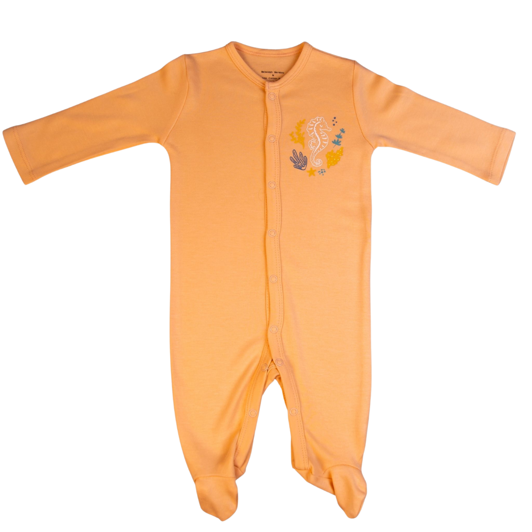 Organic Bamboo Baby Sleepsuit – Seahorse | Bebekish