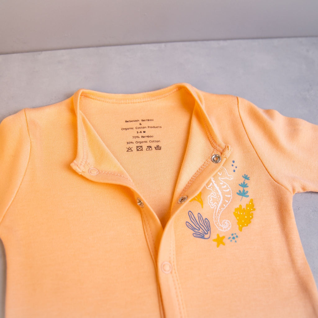 Organic Bamboo Baby Sleepsuit – Seahorse | Bebekish