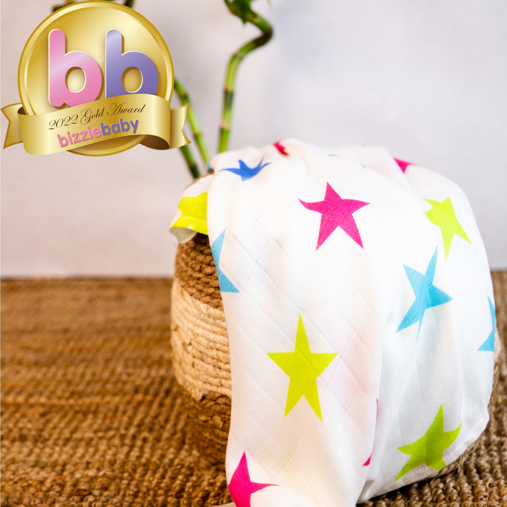 Sensory Blanket for Toddlers - Shinny Stars Large Bamboo Muslin